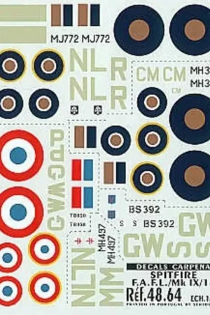 Voordeelprijs Sticker Supermarine Spitfire flown by French pilots (5) Mk.IXc MJ772 NL-R Jacques Remlinger 341 FF Squadron 1944 MH388/CM Comman