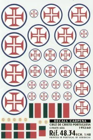 Sticker Cruz de Cristo Portuguese National Insignia 1952-80 with Blue outline Decal Favoriet