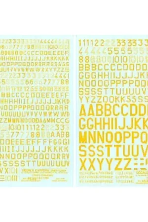 Sticker Yellow French Code letters/numbers in 5 sizes. Approx 14mm 8mm 6mm 5mm 4mm Decal Hete Deal