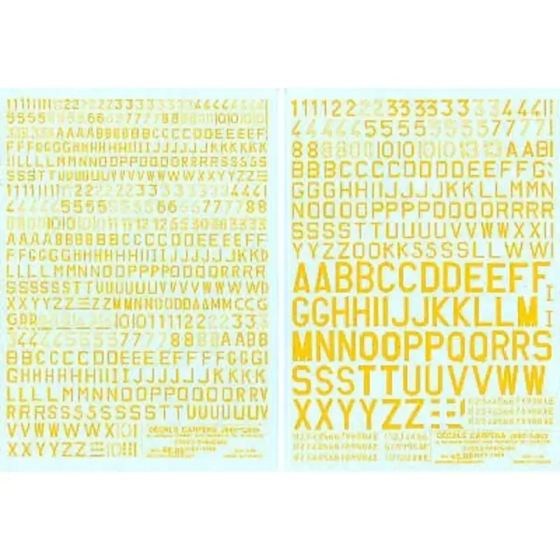 Sticker Yellow French Code letters/numbers in 5 sizes. Approx 14mm 8mm 6mm 5mm 4mm Decal Hete Deal
