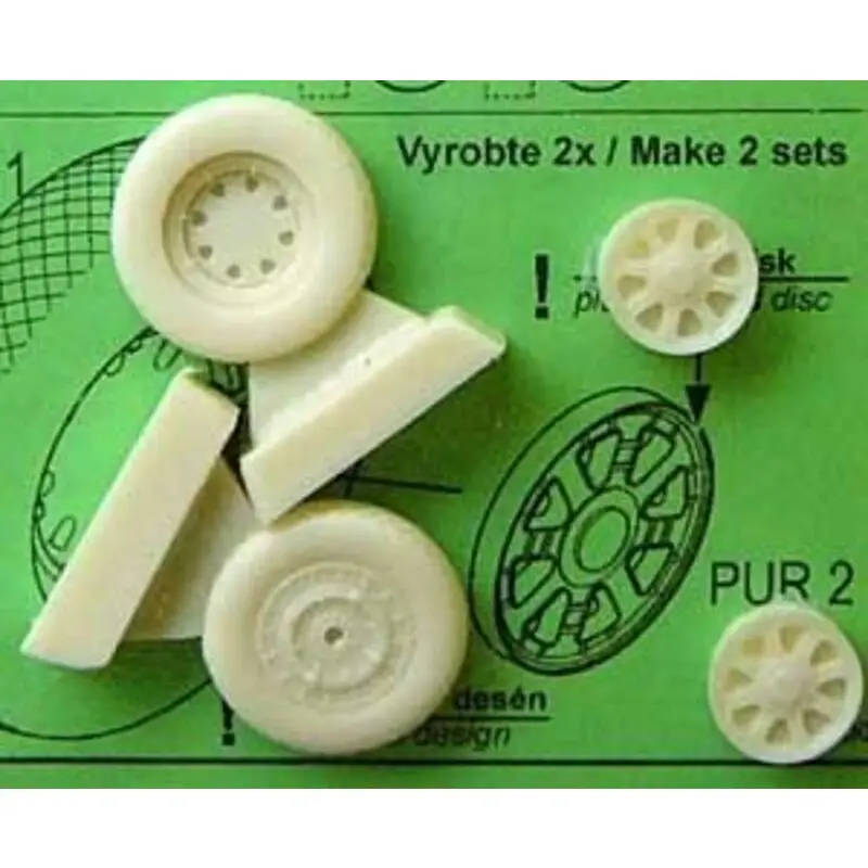 Superprijs Vought F4U Corsair Wheels with plain spoked discs and diamond design tyre (toebehoren voor modelbouwsets van Hasegawa and Tamiya