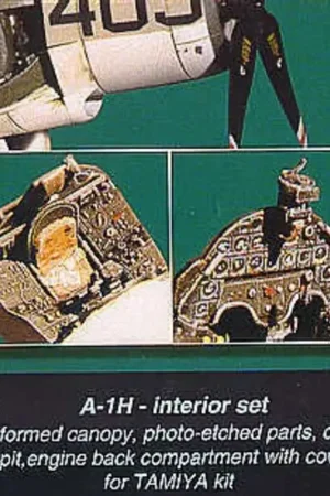 Direct Verzonden Douglas A-1H interior set. Includes vacform canopy etched parts detailed cockpit engine back compartment with cowling. F(designe
