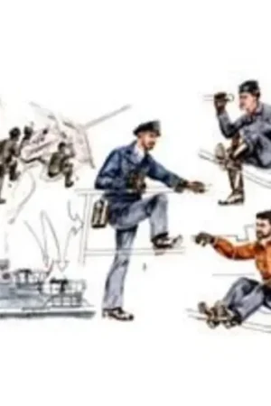 3 x gun crew figures U-VII Atlantic version. Gun Crew for 3.7cm gun (toebehoren voor modelbouwsets van Revell) (submarines) Veilige Betaling
