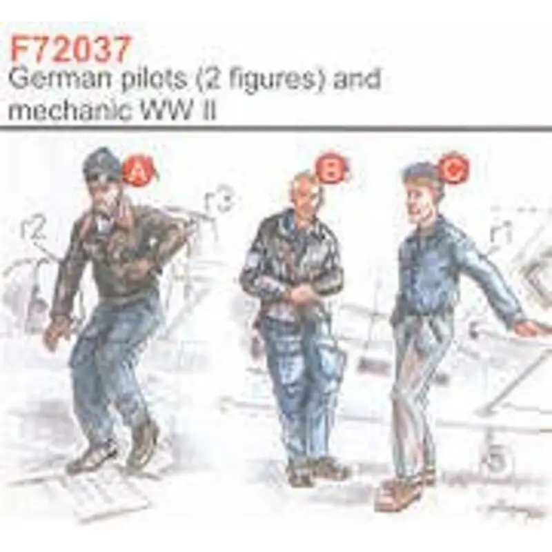 Weekendaanbieding 2 German Pilots WWII + Mechanic Figuren