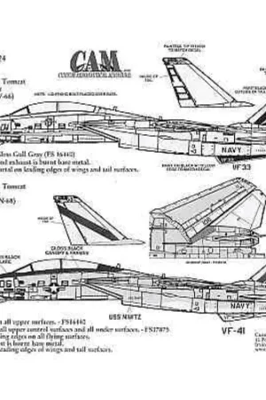 Nieuw Sticker Grumman F-14A Tomcat (2) 160398 AJ/106 VF-41 Black Aces USS Nimitz 1978 159428 AB/201 VF-33 Starfighters USS America 198