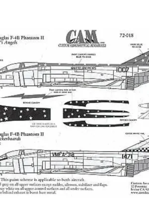 Seizoensaanbieding Sticker F-4B Phantom (2) 151007 MG/6 VMFA-321 Hell′s Angels NAS Andrews 1975 151471 DR/4 VMFA-312 Checkerboards MCAS Bristol Bea