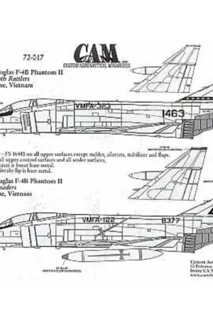 Sticker F-4B Phantom (2) 151463 WS/4 VMFA-323 Death Rattlers Vietnam 1967 158377 Douglas DC/6 VMFA-122 Crusaders Da Nang 1968 Lage Kosten