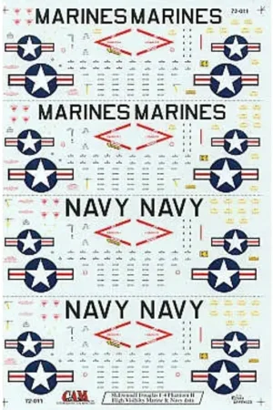 Gratis Retour Sticker F-4 Hi Vis Data for 2 x USN and 2 x USMC aircraft Decal