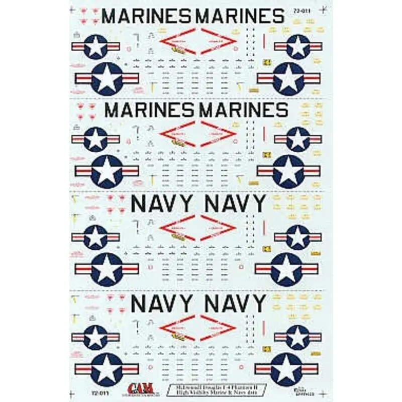 Gratis Retour Sticker F-4 Hi Vis Data for 2 x USN and 2 x USMC aircraft Decal