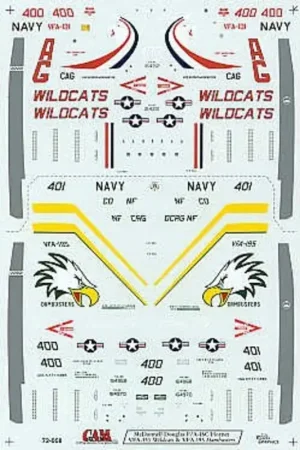 Tijdelijk Beschikbaar Sticker McDonnell Douglas F/A-18C (2) 164212 AG/400 VFA-131 Wildcats USS George Washington 1997 164968 NF/400 VFA-195 Dambusters