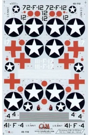 Koop Vandaag Sticker Grumman F4F-3A Wildcats 1941 (3) Black 72-F-12 VF-72 USS Wasp black tail Black 41-F-4 VF-41 Red Rippers USS Ranger Willo