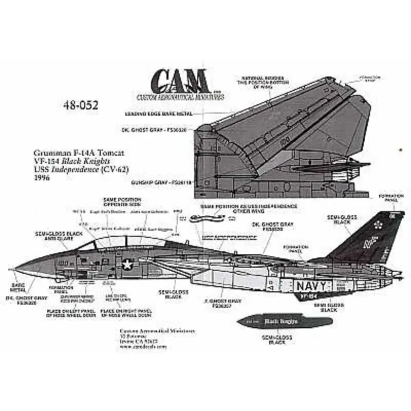 Koopje Sticker Grumman F-14A (1) 161621 NF/100 VF-154 Black Knights USS Independence 1996