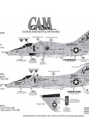 Superprijs Sticker Douglas A-4E/M Skyhawk (2) E 151054 NM/207 VA-192 USS Ticonderoga 158193 WL/07 VMA-311 MCAS El Toro 1977