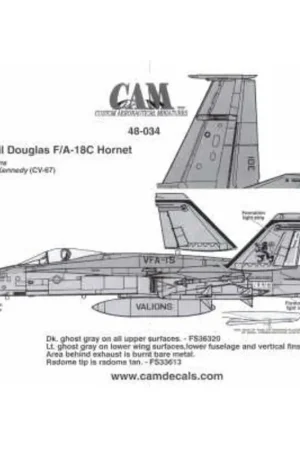 Sticker McDonnell Douglas F/A-18C Hornet. AJ/301 VFA-15 Valions USS JFK 1996 Decal Weekendaanbieding