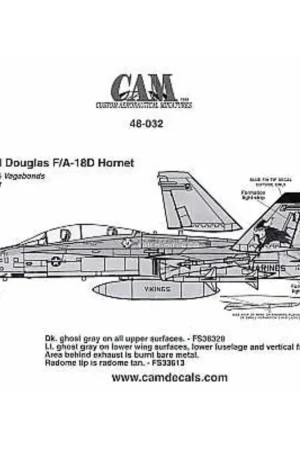 Sticker McDonnell Douglas F/A-18D VMFA(AW)-225 Vikings Miramar 1998 Decal Laatste Kans