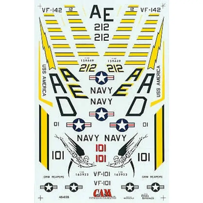 Speciale Aanbieding Sticker Grumman F-14A/B 162923 AD/101 VF-101 Grim Reapters 159449 AE/212 Ghostriders VF-142 USS America