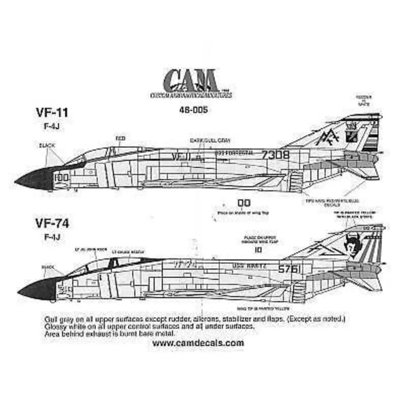 Superprijs Sticker F-4J Phantom 157308 AA/100 VF-11 Red Rippers CAG USS Forrestal 155761 AD/210 VF-74 Be-Devilers USS NImitz
