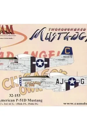 Sticker North American P-51D Mustang (2) 463272/C 4th FS/3rd ACG Bad Angel Laong China 1945 North American P-51D Mustang (1) 414 Populair