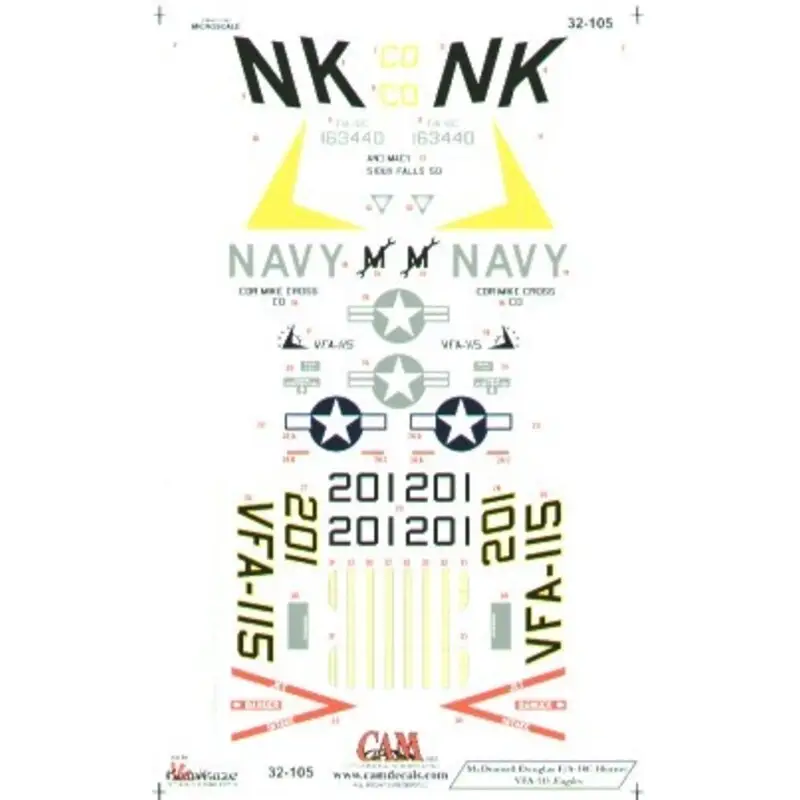Sticker McDonnell Douglas F/A-18C Hornet (1) 163440 NK/201 VFA-115 Eagles USS Abrham Lincoln 1999 Goedkoop