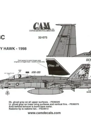 Sticker McDonnell Douglas F/A-18C 164968 VFA-195 Dambusters NF/400 Chippy Ho Decal Koopje