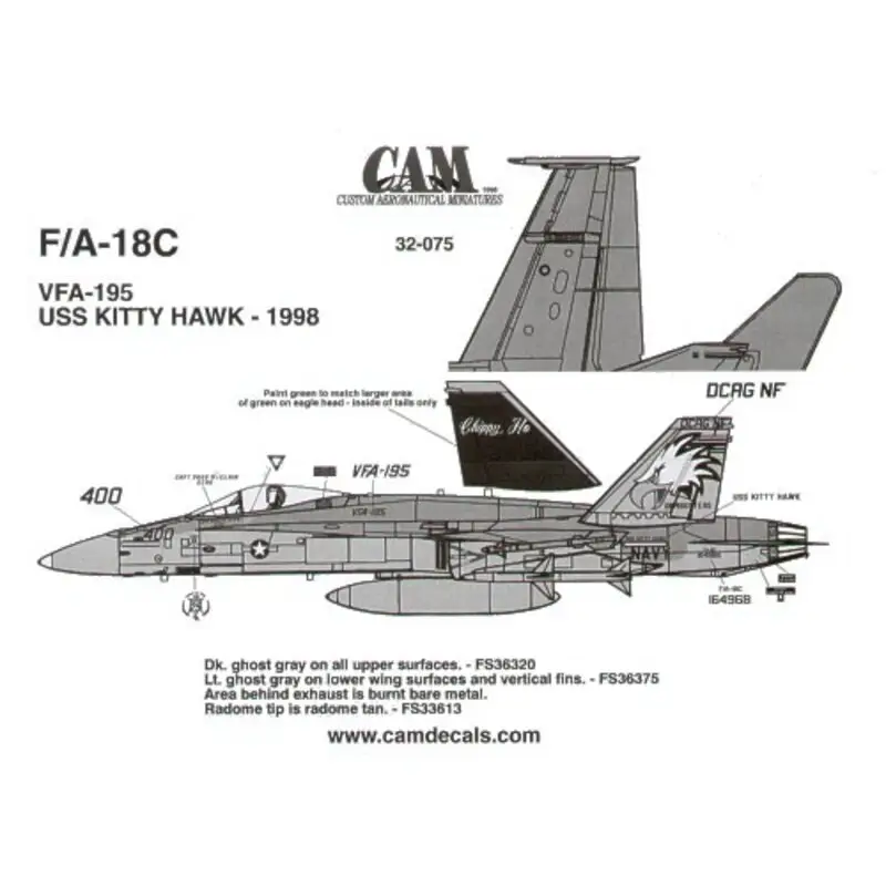 Sticker McDonnell Douglas F/A-18C 164968 VFA-195 Dambusters NF/400 Chippy Ho Decal Koopje