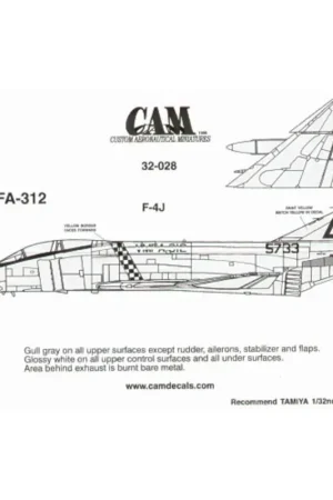 Sticker F-4J Phantom 155733 DR/3 VMFA-312 Checkerboards Decal Fabrieksprijs