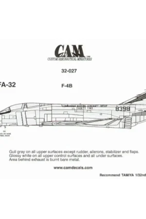 Sticker F-4B Phantom 148398 DW/00 VMFA-321 Thunderbolts Com MAG 32 Decal Beperkte Voorraad