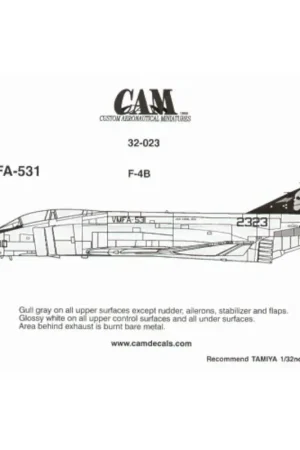 Sticker F-4N Phantom 152323 NK/200 VMFA-531 Grey Ghosts CAG USS Coral Sea Decal Betaalbaar