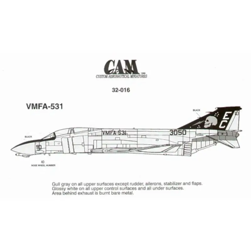 Sticker F-4N Phantom 153050 EC/10 VMFA-531 Grey Ghosts Decal Must-Have
