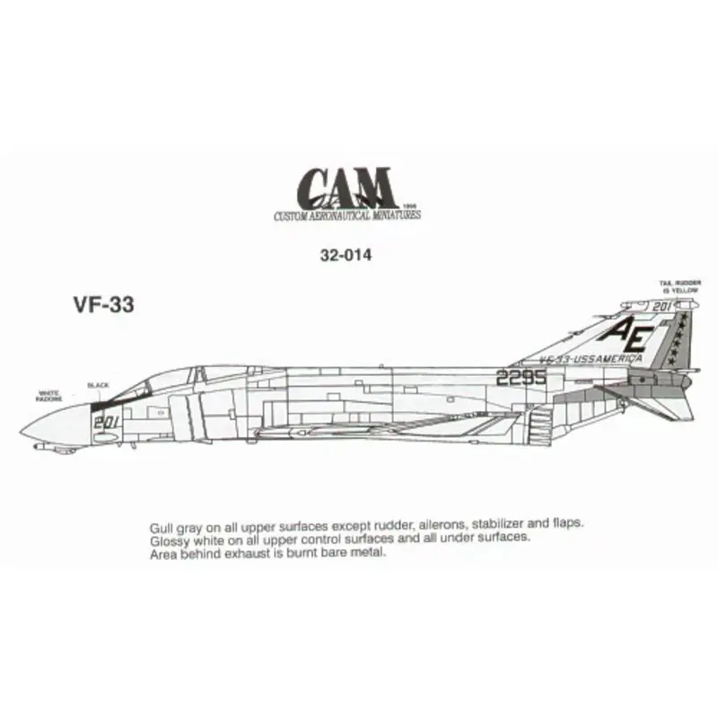 Betrouwbaar Sticker F-4J Phantom 152295 AE/201VF-33 Tarsiers USS America Decal