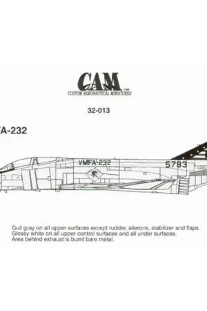 Sticker F-4J Phantom VMFA-232 WT/ Red Devils Bi-Centennial Decal Snelle Levering