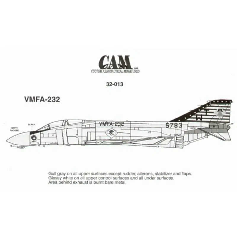 Sticker F-4J Phantom VMFA-232 WT/ Red Devils Bi-Centennial Decal Snelle Levering