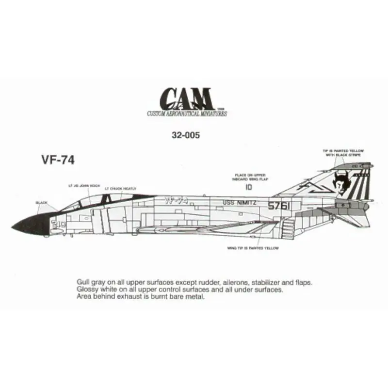 Voordeelprijs Sticker F-4J Phantom 155761 AA/210 VF-74 Be-Devilers USS Nimitz Decal