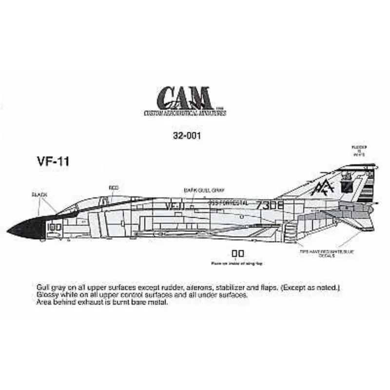 Meest Verkocht Sticker F-4J Phantom 157308 AA/100 VF-11 Red Rippers CAG USS Forrestal Decal