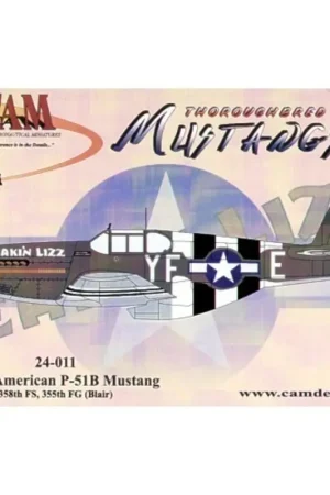 Sticker North American P-51B Mustang (1) 36523 YF-E 358FS Charles Blair Leaking Lizz Hoge Kwaliteit