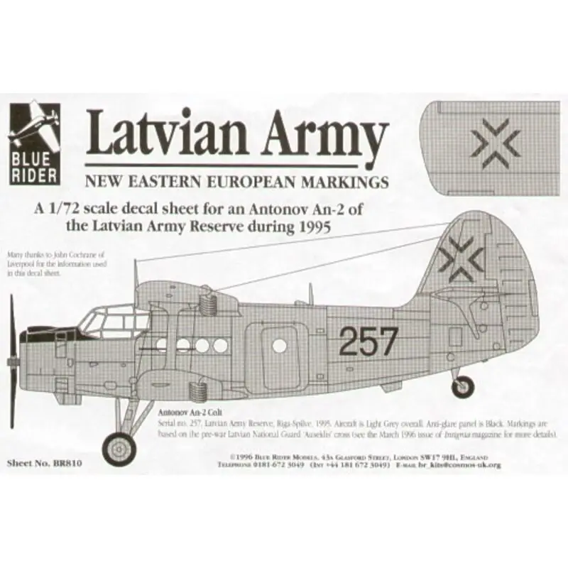 Beperkt Aanbod Sticker Antonov An-2 (1) No 257 Latvian Army Reserve 1995 Decal