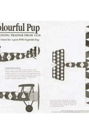 Sticker Colourful Sopwith Pup 1918. Double sheet for a Red White and Blue diamond covered Pup. Gecertificeerd
