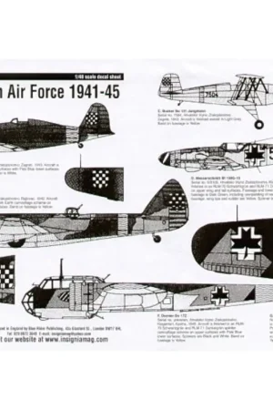 Sticker Croatian Air Force WWII Fiat G.50 bis Bristol Blenheim Bucker Bu 131 Messerschmitt Bf 109E & G-10 Dornier Do 17Z Junkers Snelle Levering