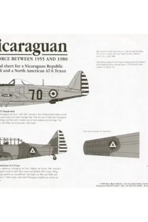 Sticker Nicaraguan Republic Air Force (2) F-47D No 70 1955 North American AT-6 Texan Military Air School 1980 Alleen Vandaag