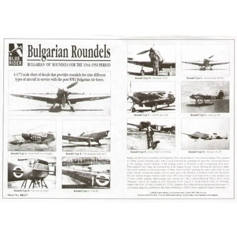 Rechtstreeks Van De Fabrikant Sticker Bulgarian Air Force ′OF′ National Insignia/Roundels 1944-50 Sizes for 7 aircraft types