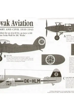 Goedkoop Sticker Slovak Aviation (3) Aer A.100 1940 Avia B-534 1940/41 Focke Wulf Fw 58C OK-HLM 1943
