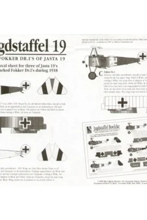Sticker Fokker Dr.I Triplane. 3 colourful aircraft from Jasta 19 Decal Express Levering