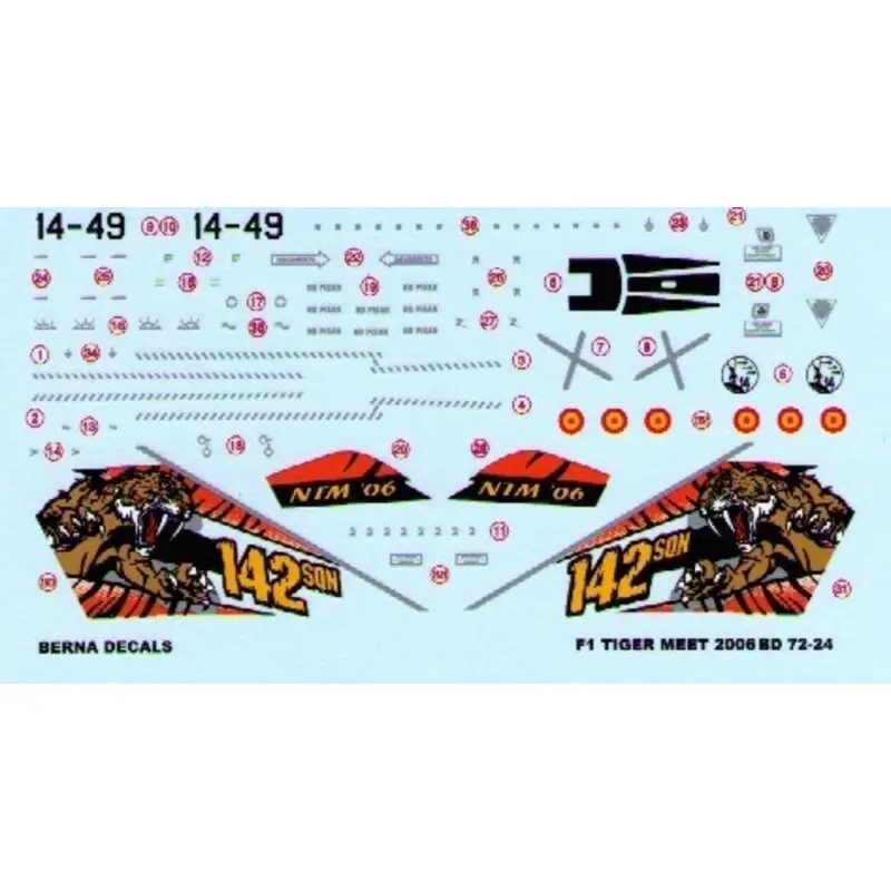 Sticker Dassault Mirage F.1M Ala de Caza 14 14-49 Nato Tiger Meet 06 Albacete (1 dÇcoration) Beperkt Aanbod