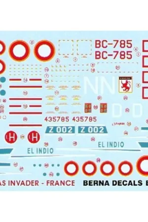 Sticker Martin B-26C Invader France (4) BC-785 E.R.P 2/19 Armagnac Tourane 1954 599/N E.R.P.1/32 Armagnac Oran-la-Senia 1963 435 Hete Deal