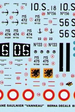 Sticker Morane Saulnier Vanneau (4) MS472 CERO 302 1953 MS475 CERO 305 1953 MS474 10S Hyeres 1951 MS474 56S Agadir 1952 Koopje