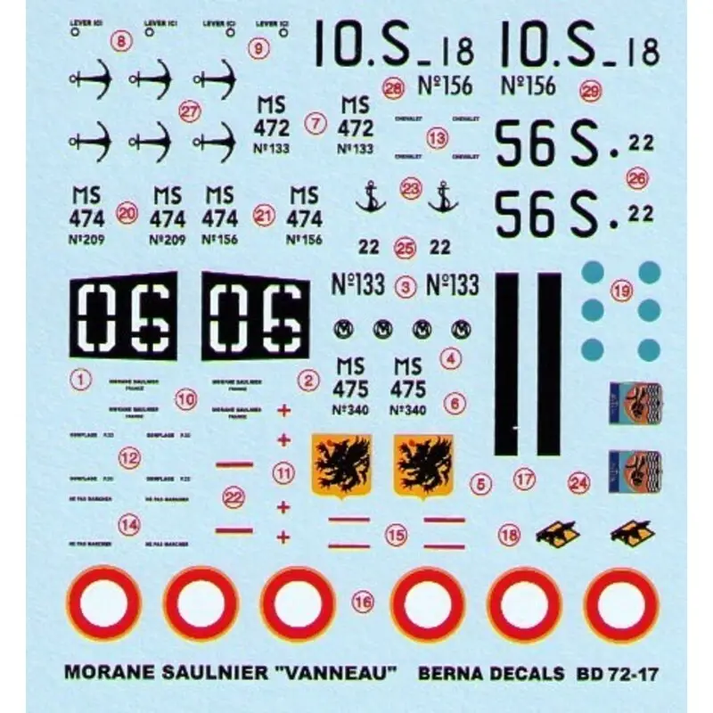 Sticker Morane Saulnier Vanneau (4) MS472 CERO 302 1953 MS475 CERO 305 1953 MS474 10S Hyeres 1951 MS474 56S Agadir 1952 Koopje