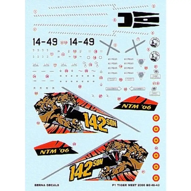 Sticker Dassault Mirage F-IM Ala de Caza 14 14-49 Nato Tiger Meet 06 Albacete (1 decoration) Weekendaanbieding