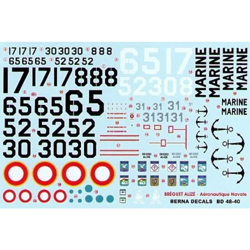 Gereduceerde Prijs Sticker Breguet 1050 Alize (7) Flottilie 4F/No 17 1982 Flot 6F/No 50 1985 Flot 6F/No 312 1997 Flot 9F No 65 Escadrille 3S/No 8 1