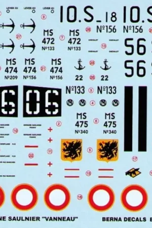 Sticker Morane Saulnier Vanneau (4) MS472 CERO 302 1953 MS475 CERO 305 1953 MS474 10S Hyeres 1951 MS474 56S Agadir 1952 Beperkte Voorraad