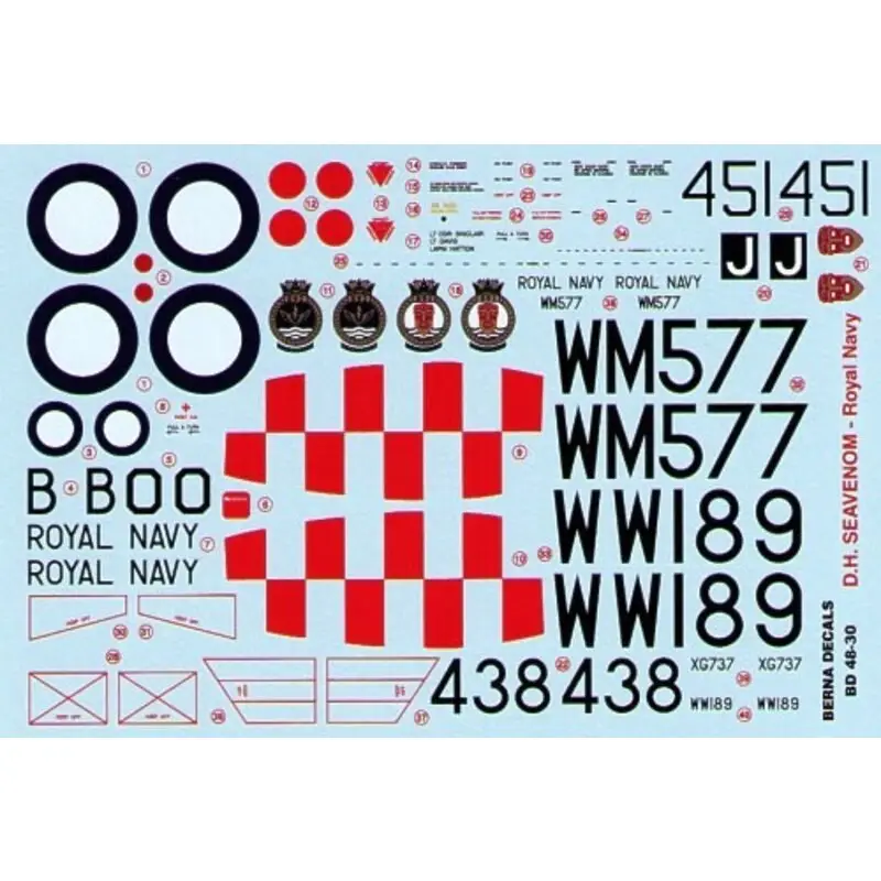 Sticker de Havilland Sea Venom FAW 21 (2)/FAW 22 (1) Royal Navy (3 total) WM577/O 891 NAS Ford 1955 WW189 451/J 892 NAS HMS Eagl Superprijs